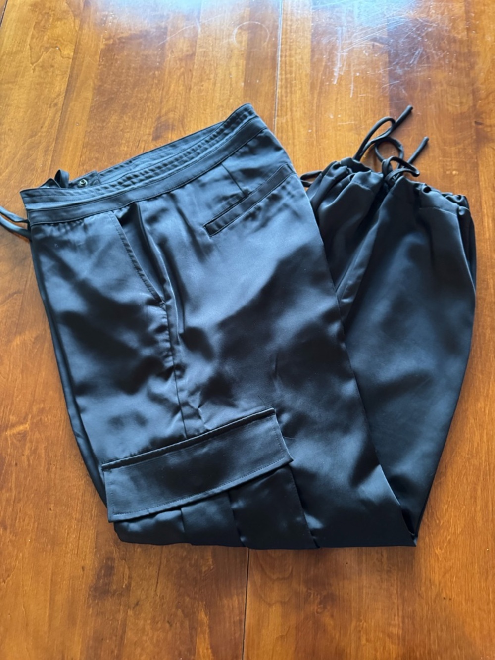Sanctuary Black Satin Jogger Track Pants